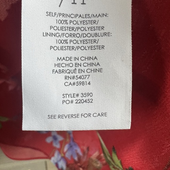 Cabi Womens Shirt Devoted Red Floral Blouse Chiffon Sheer 3590 Size XS - Picture 8 of 8